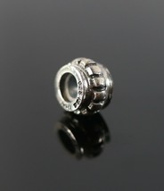 Vintage .925 Sterling Silver IBB Thailand Ribbed Square Tire 1/4&quot; Bead Charm .9g - £8.64 GBP