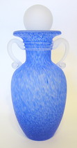 Tall Apothecary Jar Round Ball Lid Clear and Blue Frosted Curio 15 3/4 I... - $22.49