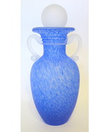 Tall Apothecary Jar Round Ball Lid Clear and Blue Frosted Curio 15 3/4 I... - £17.69 GBP