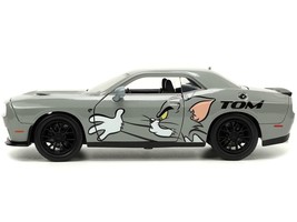 2015 Dodge Challenger Hellcat Gray with "Tom" Graphics and Jerry Diecast Figure - $54.21