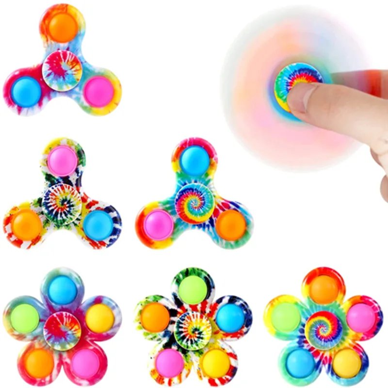 Play 1PC Tie Dye Simple Fidget Spinner Finger Push Bubble Hand Spinner For ADHD  - £23.23 GBP