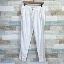 Michael Kors Linen Pleated Tapered Leg Pants White Mid Rise Casual Womens 6 - £23.69 GBP