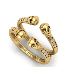 14K Yellow Gold Finish Enhancer Wrap Ring Round Cut Diamond Unique Style Ring - £100.28 GBP