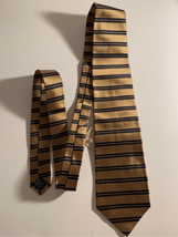 Gianfranco Ferre Silk Neck Tie Pointed-NEW Black/Gold Striped 3” Pointed... - $16.83