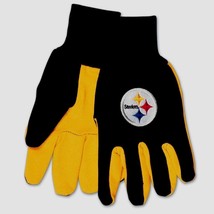 NFL Sport Utility Work Garden Gloves Pittsburgh Steelers Adult Football Blk Yell - £8.39 GBP