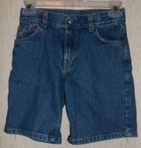 Excellent Boys Levi&#39;s Red Tab 569 Loose Fit Distressed Blue J EAN Shorts Size 7X - £18.64 GBP