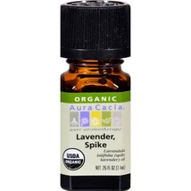 Aura Cacia Organic Essential Oil, Lavender Spike, 0.25 Fluid Ounce - £18.37 GBP