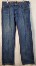 Lee Jeans Men Sz 36x30 Blue Denim Cotton Pockets Straight Leg Belt Loops Pull On - £12.92 GBP