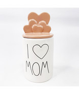 Rae Dunn Ceramic I Love Mom Pink Candle Heart Topper Sugared Daisy 13 oz... - €25,25 EUR