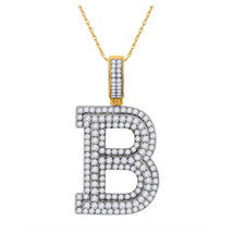 10kt Yellow Gold Mens Round Diamond Initial B Letter Charm Pendant 2 Cttw - £1,392.14 GBP