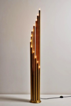 Antiqued Floor Lamp 12 Brass Rods premium Candle Shape Brass Lamp Modern... - $494.95