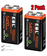 2Pack Usb Rechargeable 9V Lithium Li-Ion Battery Batteries 5400Mwh 9 Vol... - £23.69 GBP
