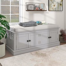 Storage Bench with 4 Doors and Adjustable Shelves, Shoe Bench - Gray - $253.35