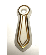 Old Porcelain Keyhole Lock Cover White w Gold 2 1/4 Inch Long - $12.93 CAD