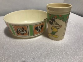 ZZ8 Disney Kids Plastic Cereal Bowl Mickey Mouse Pluto Minnie And Cup - £5.46 GBP