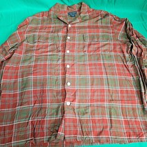 Lucky Brand Check Plaid Button Up Shirt Men&#39;s Large 100% Rayon Long Sleeve - £11.81 GBP