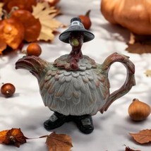 1990 Fitz &amp; Floyd Pilgrim Progress Turkey  32oz Teapot Thanksgiving EUC RARE - £85.50 GBP