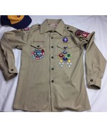 BOY SCOUTS OF AMERICA TAN YOUTH L LG (14-16) LONG SLEEVE SHIRT AS IS W/ ... - $29.69