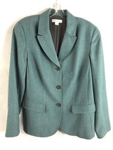Coldwater Creek Blazer Wool Blend Jacket Herringbone Teal Fully Lined EPOC 10 - £25.82 GBP
