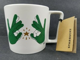 Starbucks Jena Floyd Green Hand Signing Coffee Tea Mug 12 Oz ASL 2019 Go... - $36.50