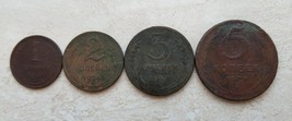Russland Udssr 1924 Menge 4 Münzen 1, 2, 3 und 5 Kopeek Kupfer Münzen Ra... - £74.60 GBP