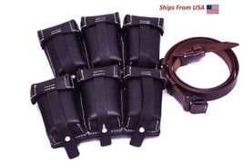 WWII German K98 98K TRIPLE AMMO LEATHER POUCH  BLACK (Repro) -COMBO OF K... - $41.34