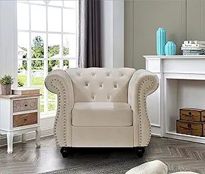 US Pride Furniture Modern Velvet Upholstered Living Room 40.6&quot; Wide Chai... - £447.53 GBP