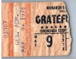 Grateful Dead Concert Ticket Stub May 9 1978 Syracuse New York - £66.17 GBP