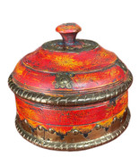 Asian Red And Gold Trinket Box With Brass Trim Detailing Black Interior ... - £31.15 GBP