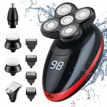 Electric Shaver for Men Grooming Kit with Rotary Shaver Hair Nose Trimmer (Red) - £23.34 GBP