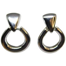 Vintage MONET Earrings Door Knocker Style Vintage Silver Tone Pierced Si... - £9.27 GBP