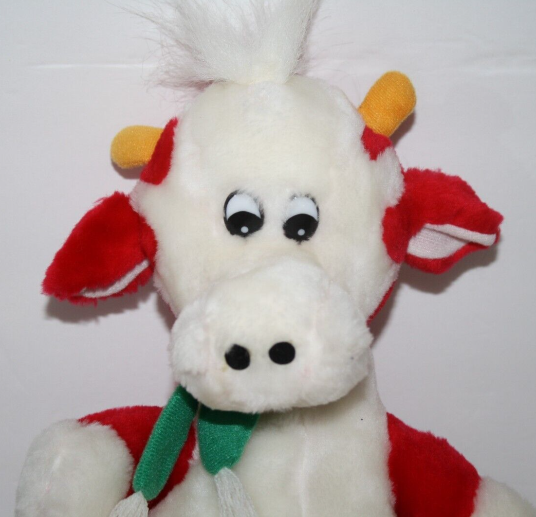 Sugarloaf Cow Bull Red White Plush 11" Soft Toy Stuffed Animal Green Scarf 1996 Item image 3