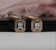 4.20Ct Emerald Cut VVS1/D Diamond Drop &amp; Dangle Earrings 14K Yellow Gold Finish - $134.63