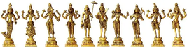9&quot; Dashavatara Brass Statues -10 Incarnations of Lord Vishnu | Krishna |10 Piece - £723.04 GBP