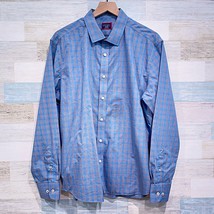 UNTUCKit Wrinkle Free Long Sleeve Shirt Gray Blue Plaid Cotton Casual Me... - £15.52 GBP