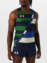NWT men's XL Under Armour UA Pro Runner ‘25 Singlet 1388457-410 Blue/Green - $33.24