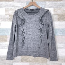 J Crew Mercantile Ruffle Sweatshirt Sweater Gray Round Neck Casual Women... - $24.74