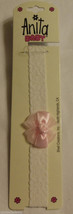 Anita Shell Creations Infant Baby Girls Headband White Lace Pink Bows Rose - $3.50