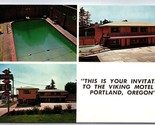 Multiview Viking Motel Sign and Pool Portland Oregon OR UNP Chrome Postc... - £5.41 GBP