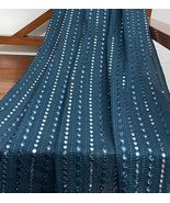 Embroidered Foil Mirror Georgette Fabric in Blue Color Bridesmaid Fabric... - £11.44 GBP+