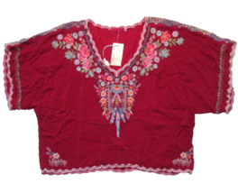 NWT Johnny Was Klarah in Pomegranate Sangria Embroidered Floral Top XXL 2XL - £116.16 GBP