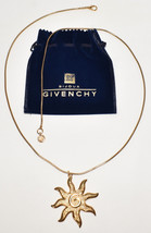 Vintage Givenchy Bijoux Paris Logo G Sun Necklace w Pouch Signed / New Old Stock - £117.17 GBP