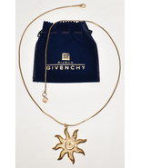 Vintage Givenchy Bijoux Paris Logo G Sun Necklace w Pouch Signed / New O... - £119.10 GBP