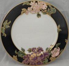 Fitz &amp; Floyd Cloisonne Peony-Black Bread &amp; Butter Plate - $29.75