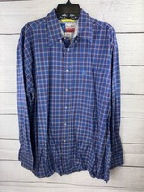 George Strait Western by Wrangler Shirt X-Large Blue Plaid Long Sleeve B... - £13.41 GBP