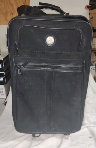 Vintage Olympia Rolling Suitcase Black Travelers Friend Holiday Pull Behind - $9.99
