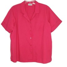 Basic Editions Womens Size 18W Blouse V-Neck Button Front Pocket Solid Red - £9.69 GBP