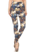 Floral High Waisted Leggings with Elastic Waist for Comfort &amp; Style - $7.65