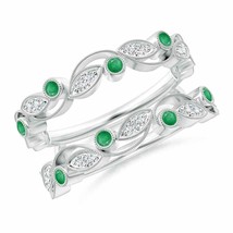 ANGARA Leaf Motif Emerald and Diamond Ring Wrap for Women in 14K Solid Gold - £696.90 GBP