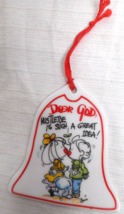 2003 Dear God Kids Bell Shape Ornament Porcelain Girl Boy Mistletoe Genmert - £10.27 GBP